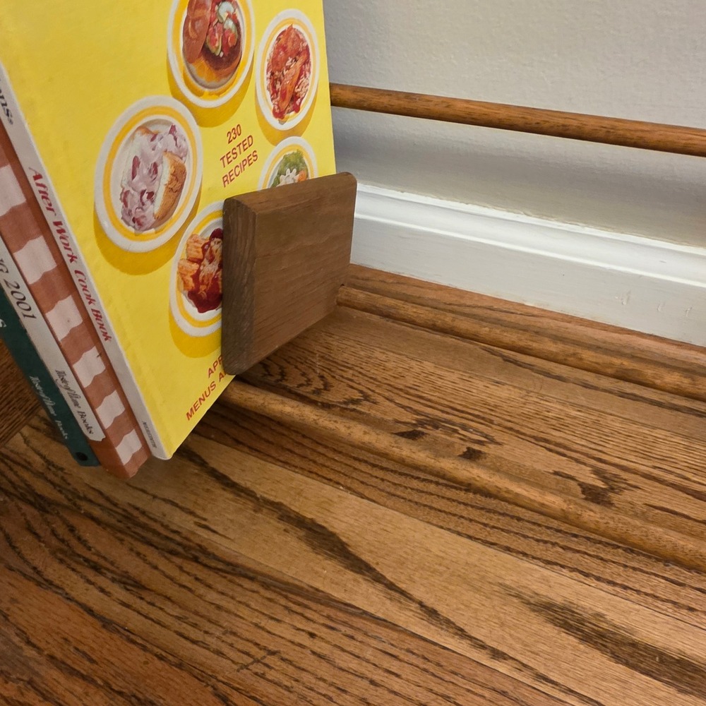 Vintage Wood Spindle Cook Book Rack Adjustable Sliding Divider 18" Stand Only - Picture 2 of 6